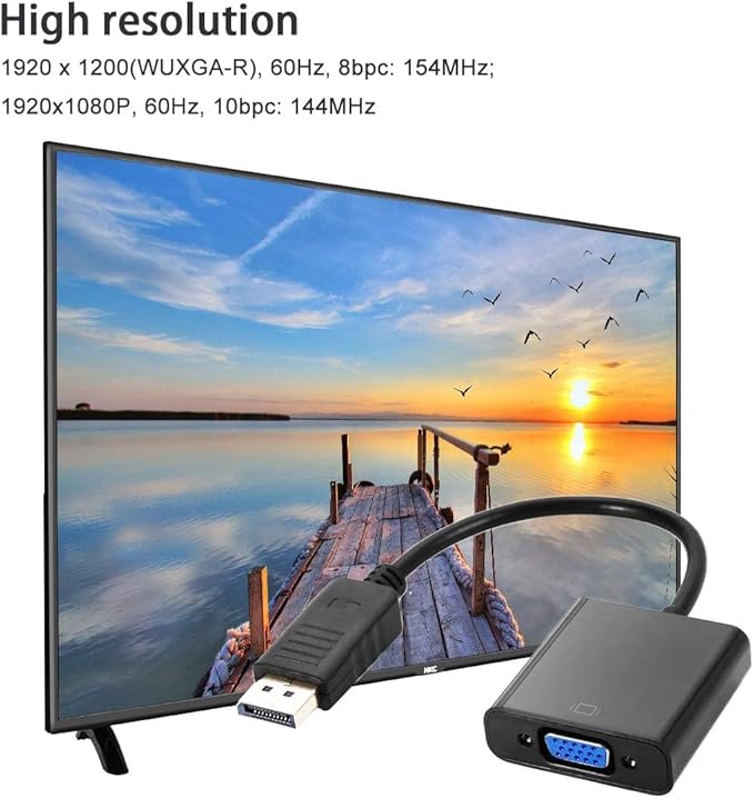 Display Port to VGA Adapter,2 Pack Gold-Plated DisplayPort DP to VGA Converter (Male to Female) for Computer, Desktop, Laptop, PC, Monitor, Projector, HDTV