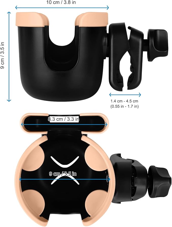 Accmor Stroller Cup Holder with Phone Holder, Bike Cup Holder, Universal Cup Holder for Uppababy Nuna Doona Strollers, 2-in-1 Cup Phone Holder for Stroller, Bike, Wheelchair, Walker, Scooter