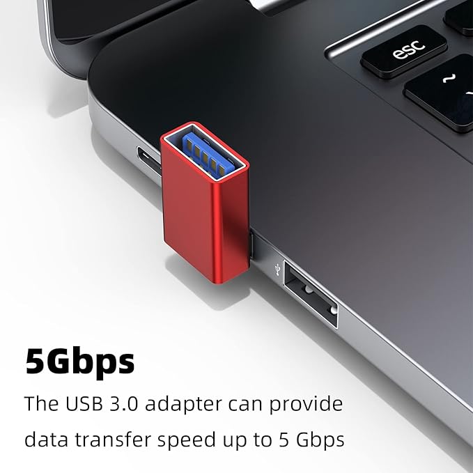 AreMe 90 Degree USB 3.0 Adapter 2 Pack, Up and Down Angle USB A Male to Female Converter Extender for PC, Laptop, USB A Charger, Power Bank and More (Red)