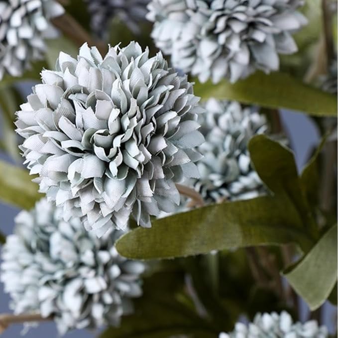 Artificial Flowers for Vases 20.5 Inch 10 Stems， Silk Dried Fake Mums Bouquet Indoor Faux Floral Arrangements for Decoration (Blue)