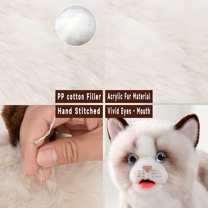 CU-MATE Interactive Pet Ragdoll Cat,Electric Plush Toy Cat,Robot Stuffed Cat with Walking/Nodding/Tail Wagging/Barking/Drinking Milk, Gift for Girls Boys