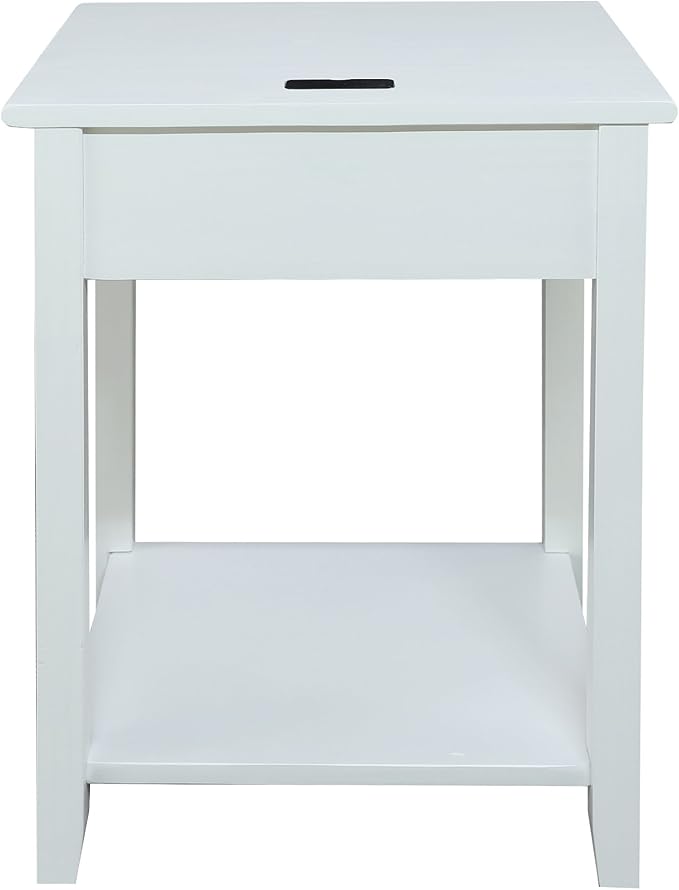 Casual Home Owl White Night Stand with USB Port , 17.5 in x 14.25 in x 24.5 in (W x L x H)