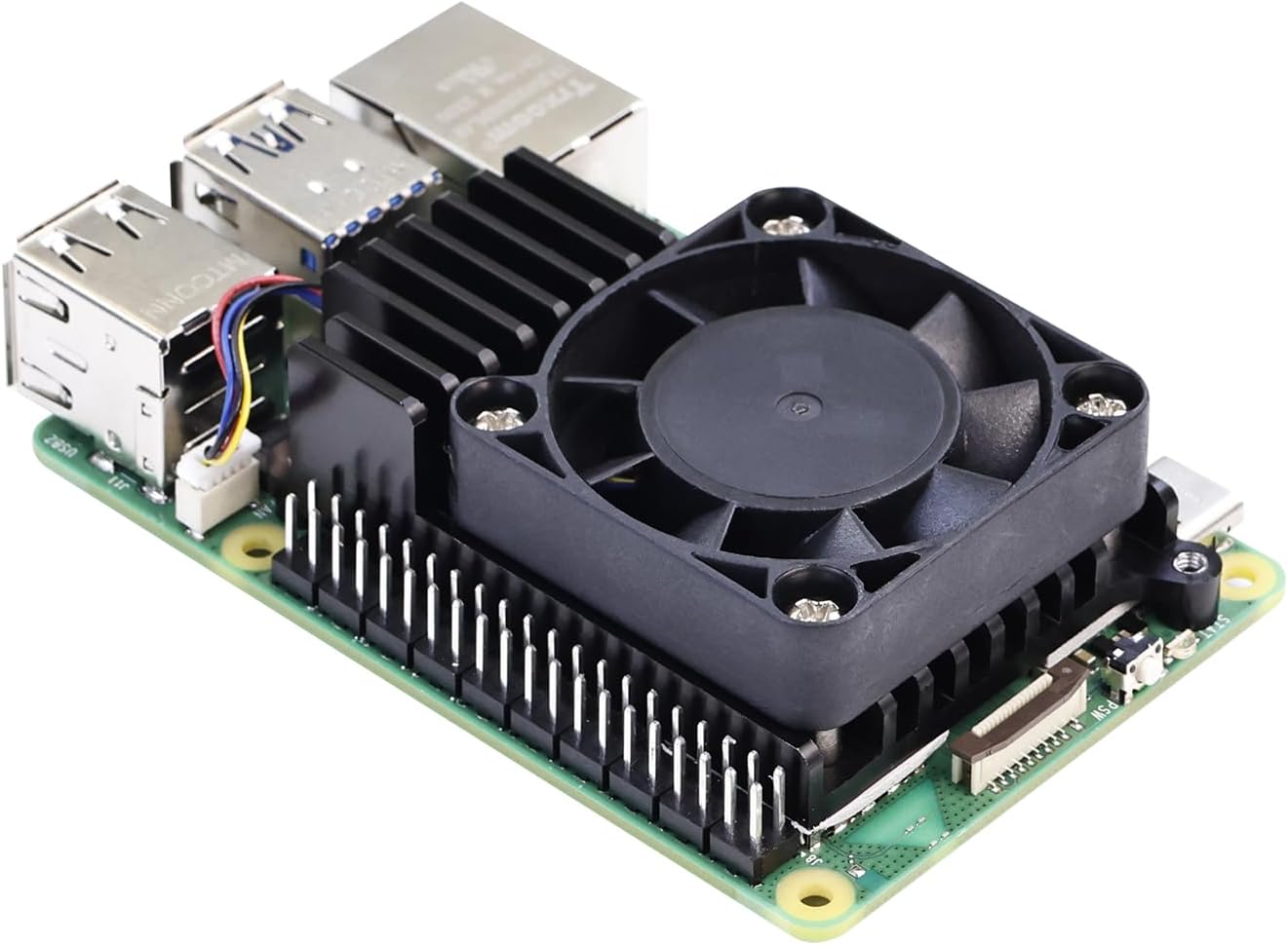 Yahboom Cooler for Raspberry Pi 5 with PWM Cooling Fan, Aluminum Heatsink, Insulation Silicone Thermal Pad