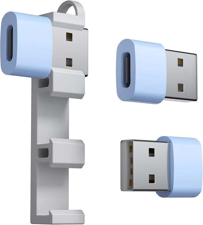 USB to USB C Adapter 3 Pack, Type C Female to A Male Car Charger OTG Converter for Apple Watch Ultra 8 9 10,iPhone 15/16/17 Pro Max,Galaxy S25/S24, MacBook, iPad, AirPods,Pixel,PS4(Blue)