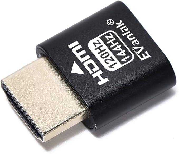 EVanlak HDMI Headless（High Rate240） HDMI Dummy Plug,Headless Ghost, Display Emulator Black 1Pcs