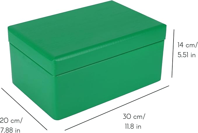 Large Green Wooden Box Storage with Hinged Lid | 11.8 x 7.87 x 5.51 inches (+-0.5) | Gift Box Storage | Product NOT Intended for 15 Years OR Below
