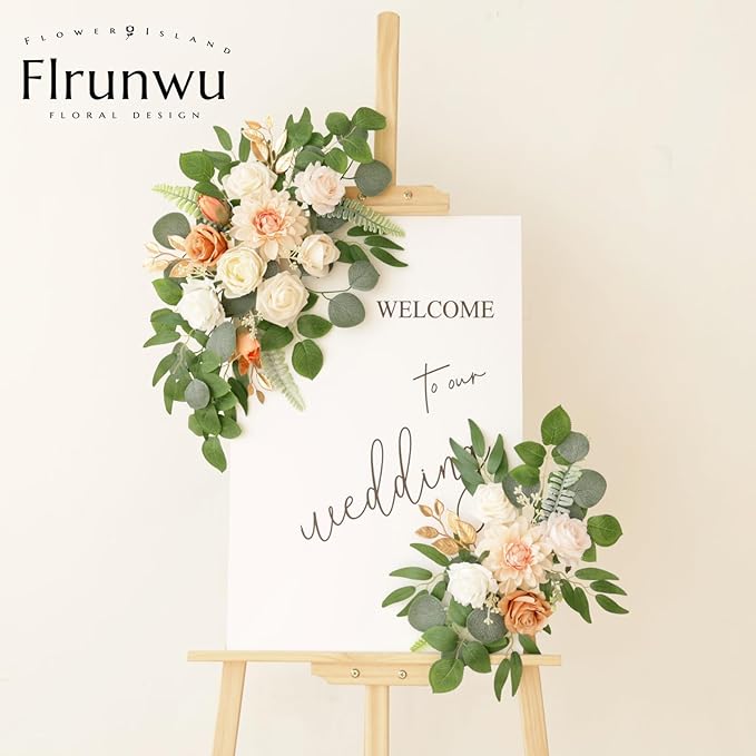 Artificial Flowers Decorations Pack of 2,Centerpieces for Wedding Reception Backdrop Decoration, Floral Decor Wall Home Entryway OutdoorDecorations (Champagne)