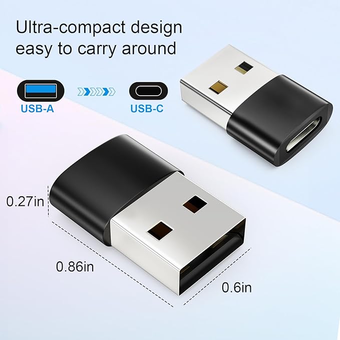 USB to USB C Adapter 10 Pack, Type C Female to A Male Charger Cable Converter for iPhone 15 14 13 12 Pro Max Plus, Apple Watch Ultra iWatch 9 8 7, MacBook Pro, iPad 10 9,Samsung Galaxy S20-23 and More