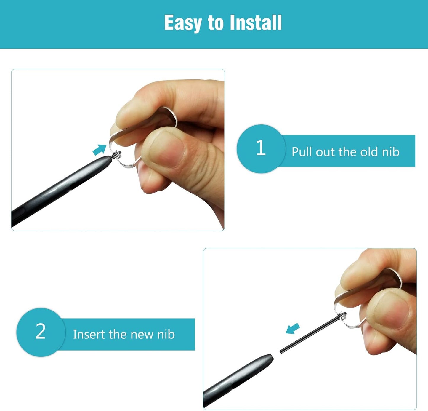 Replacement Stylus Tips for Galaxy Note 8/9, Stylus Pen Nibs with Tweezer Removal Tool (Black)