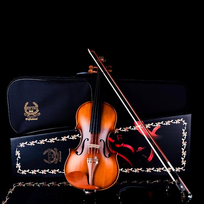 Rhythm Violin Set for Beginners,Acoustic Violins Starter Kit Package for Student,Beginners Fiddle with Hard Case, Rosin, Shoulder Rest, Bow, and Extra Strings (NATURAL, 1/4)