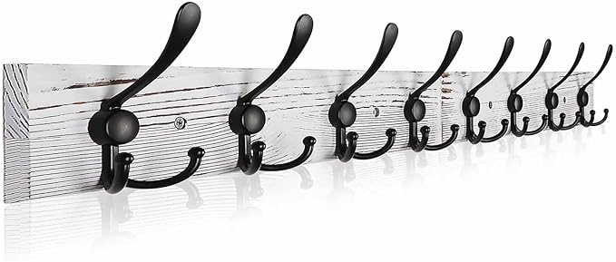 Coat Rack Wall Mount 31.5'' Coat Hanger Wall Mount Old White Coat Hooks for Wall Rustic Towel Racks for Bathroom Living Room Coat Hats Clothes