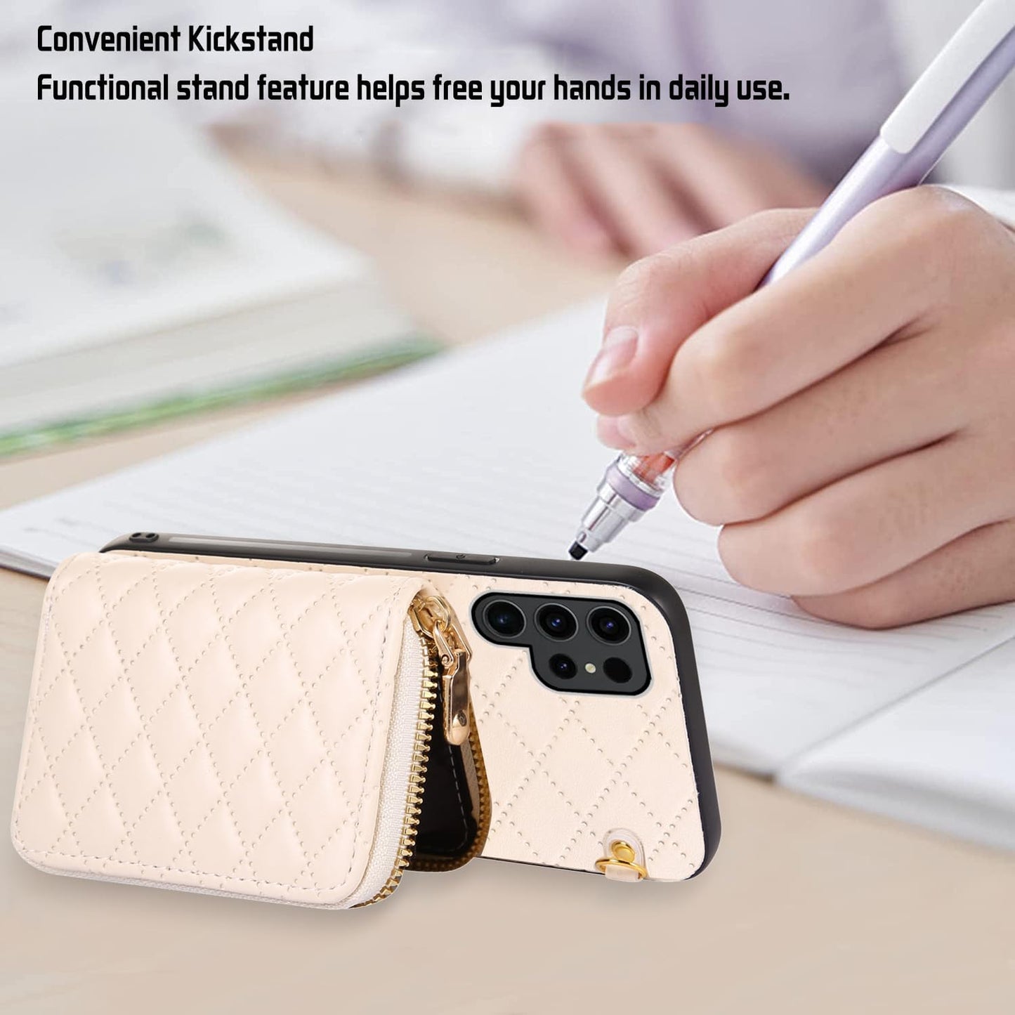 Furiet Detachable Crossbody Strap Wallet Case for Samsung Galaxy S23 Ultra 5G, Multi Card Slots, Beige