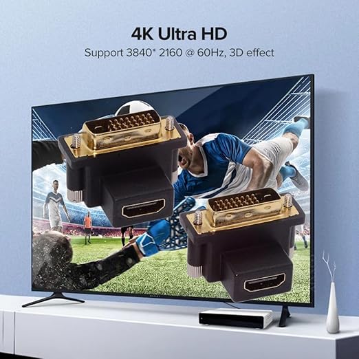 cablecc 2pcs/Set DVI Male to HDMI Female 4K Adapter Up & Down Angled 90 Degree for Computer HDTV Graphics Card