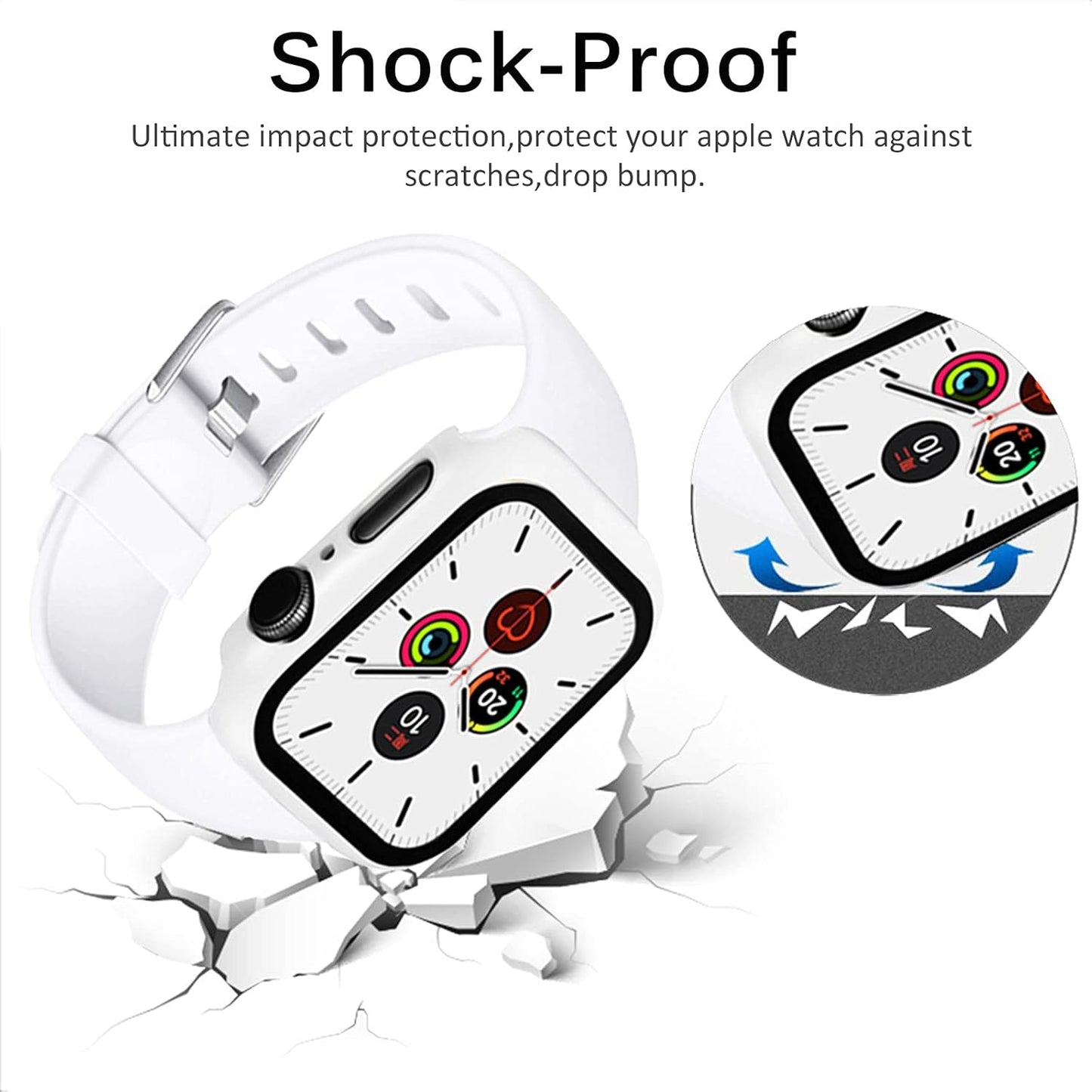 Miimall Compatible for Apple Watch Series 3 38mm Case with Screen Protector, Anti-Scratch Shockproof Hard PC Bumper