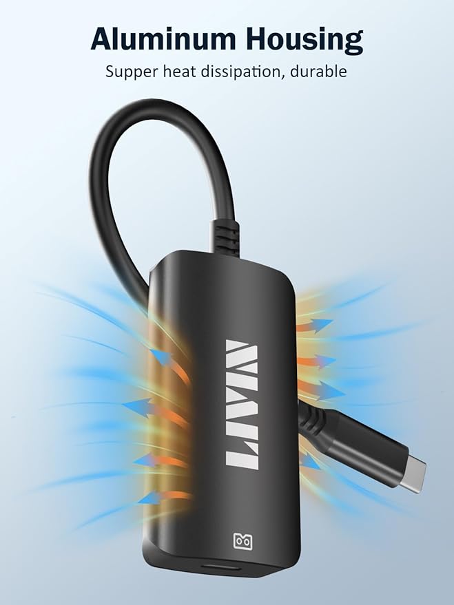 LIVIN USB C to Portable Monitor、AR Glasses XREAL One、Air 2 Pro/VITURE Pro/RayNeo Air 2s、3s/Rokid,【4K@60Hz+PD 100W+Audio 3.5mm】,USB C to Type C Adapter iPhone15/16、Android、PC、Switch、Steam Deck、Rog Ally
