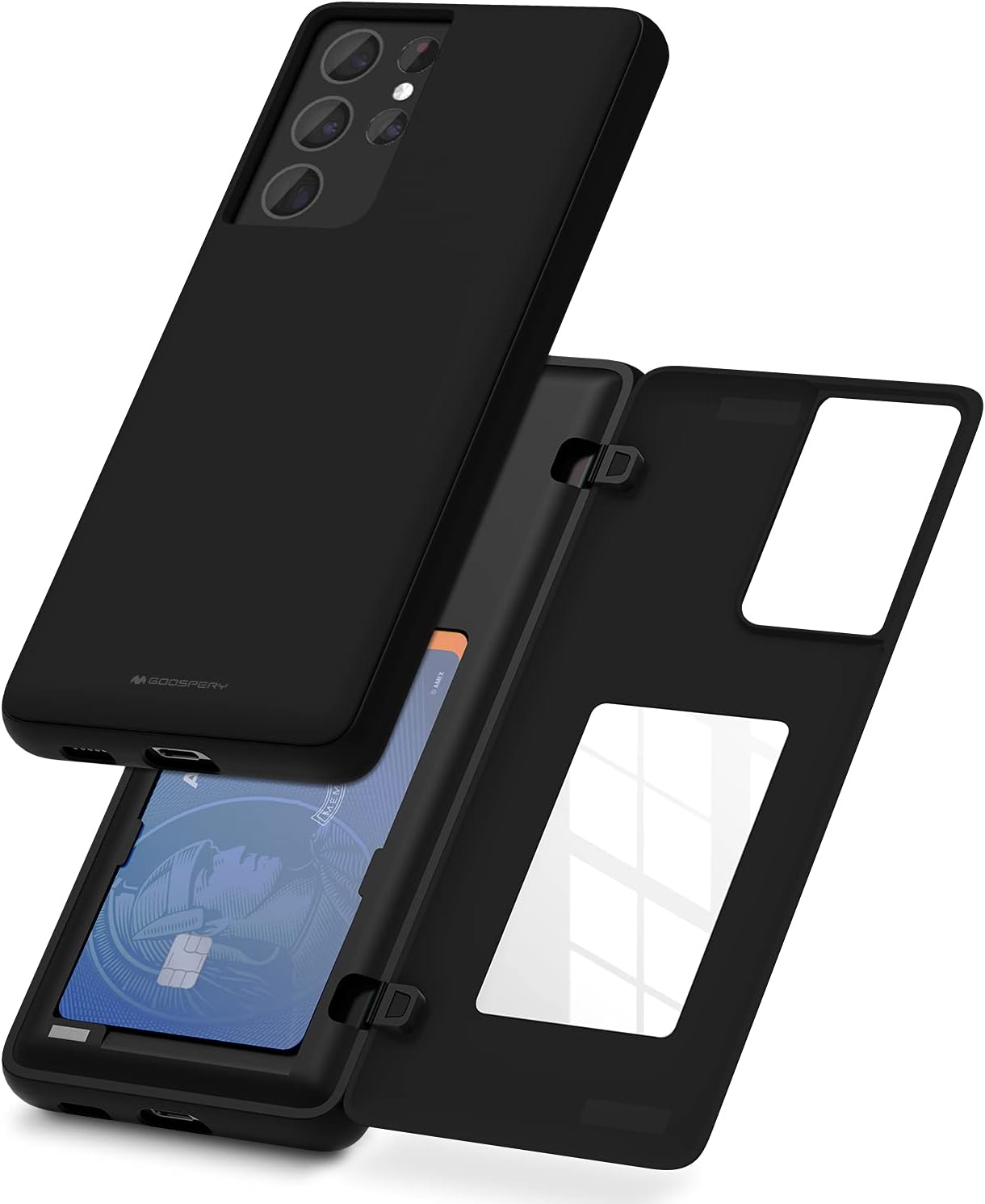 GOOSPERY Card Holder Wallet Case for Galaxy S21 Ultra 6.8"(2021), Magnetic Door Closure, Protective Dual Layer