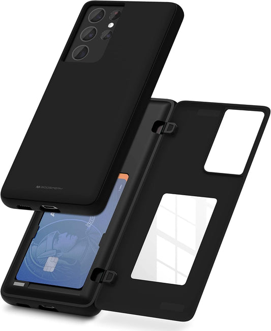 GOOSPERY Card Holder Wallet Case for Galaxy S21 Ultra 6.8"(2021), Magnetic Door Closure, Protective Dual Layer