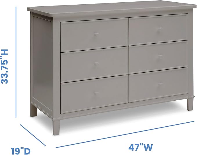 Delta Children Haven 6 Drawer Dresser with Interlocking Drawers - Greenguard Gold Certified, Grey