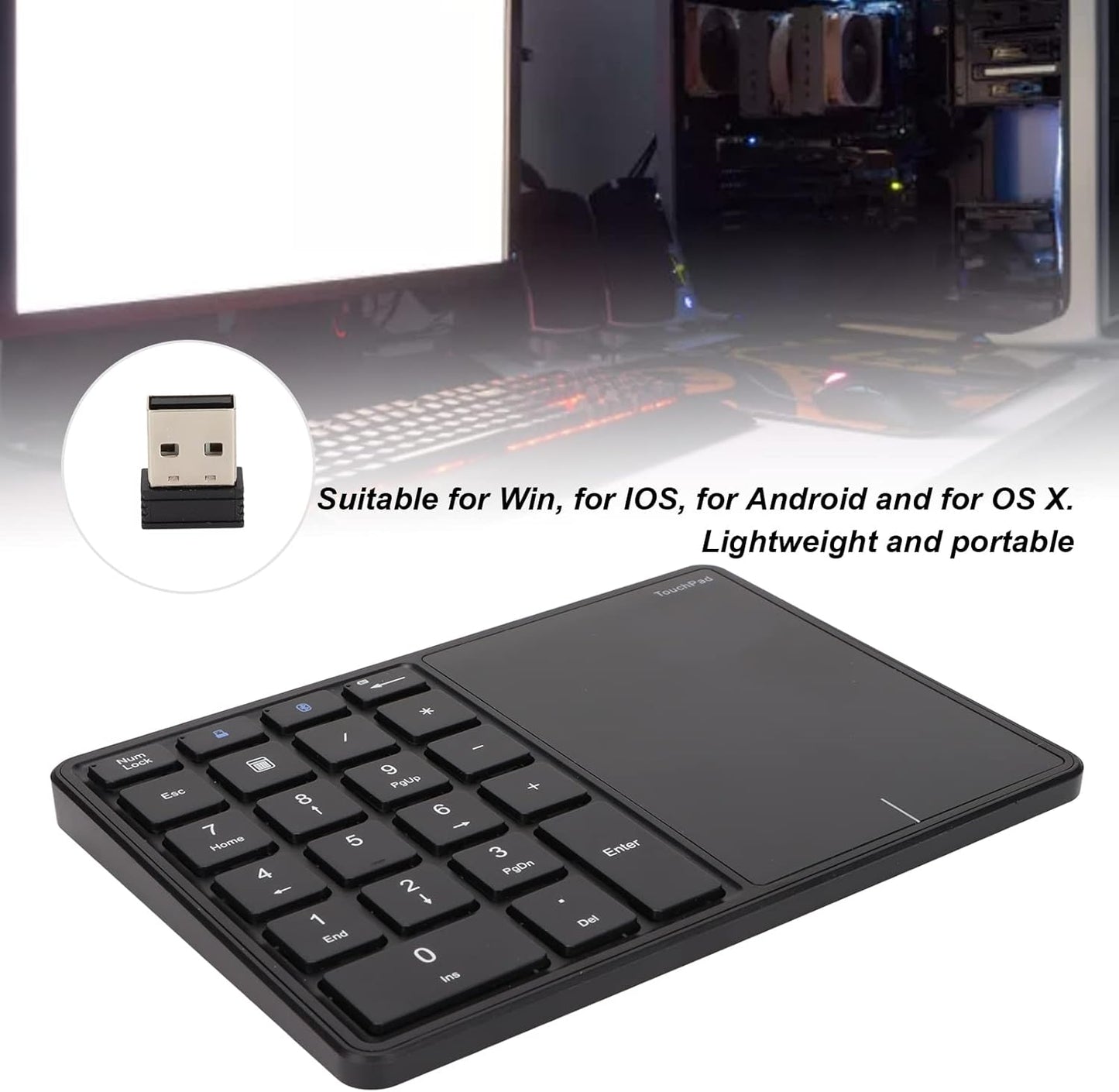 Yosoo Numeric Keypad Touchpad 2 in 1 Wireless Slim Number Pad, 22 Keys Bluetooth 4.2, Portable Financial Accounting