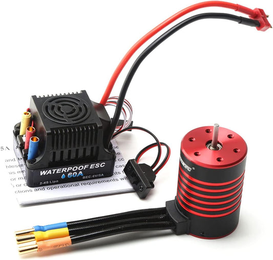 GoolRC 3650 Brushless Motor and ESC - RC Brushless Motor ESC Combo for 1/8 1/10 RC Car Toys