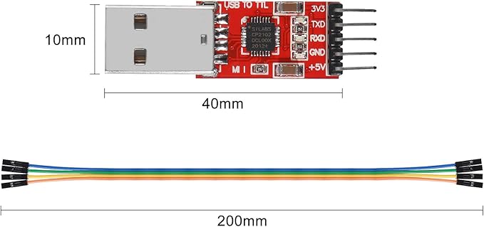3Pcs CP2102 USB 2.0 to TTL 5Pin Serial Adapter USB to TTL Serial Converter Module for UART STC 3.3V and 5V with Dupont Wire (USB 2.0 to TTL CP2102)