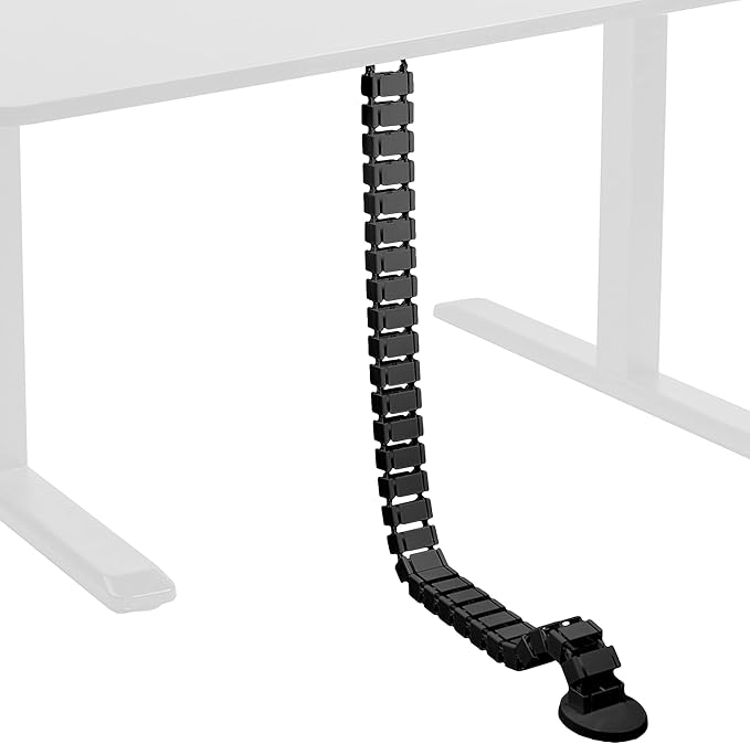 VIVO Under Desk Vertebrae Cable Management Kit, Adjustable Quad Entry Flexible Cord Organizer for Home Office, Black, DESK-AC01C