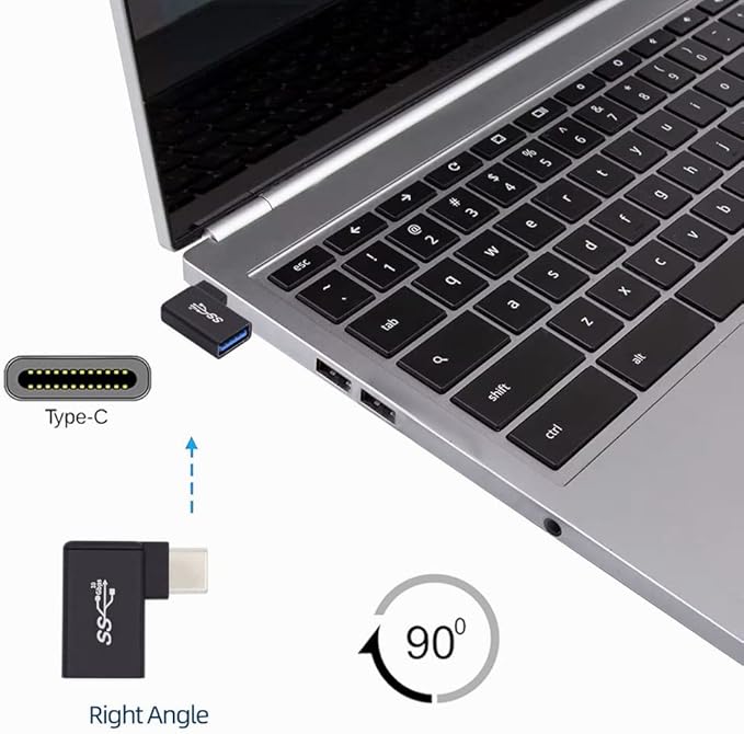 xiwai Right Angled 90 Degree OTG Adapter USB-C Type-C to USB 3.0 Female for Laptop Cell Phone