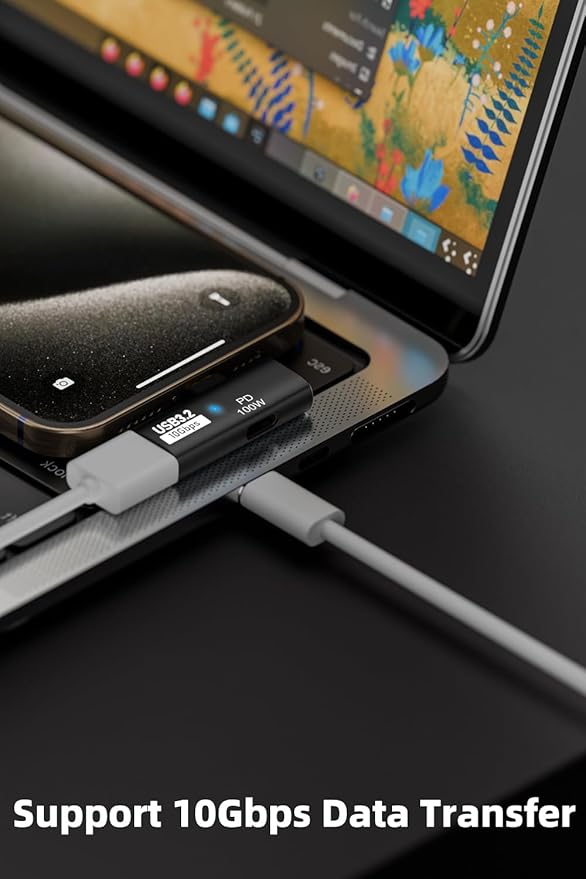 AreMe 2-in-1 USB C to USB 3.2 Adapter with 100W Charging Port, Thunderbolt 4/3 OTG Converter for Rog Ally, Steam Deck, Quest 2, iPhone 15 Series, iPad, MacBook, Not Support Video - Black