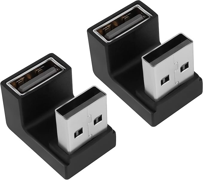 QIANRENON U-Shape Angle USB 3.1 Adapter Converter 10Gbps 180 Degree USB A Male to Female Coupler Connector, Support Data Transfer OTG 3A Charging, for PC Laptop Mobile Power, 2Pcs (Female Up)