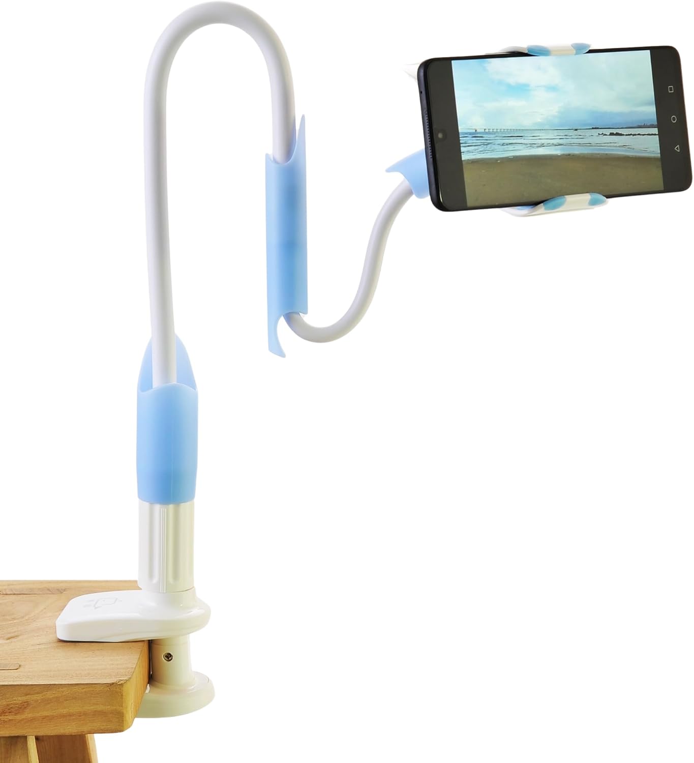 PowerTRC Phone Holder Gooseneck Bed Mount, Clamp Universal Lazy Mount Flexible Long Arm Bracket for 3.5~6.7",