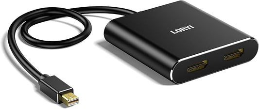 Mini DisplayPort to Dual HDMI Adapter 4K@60Hz, MDP 1.2 to 2 HDMI Splitter, Dual hdmi Output, Supports Extended Mode and Mirror Mode, Compatible with Laptops, PCs, Monitors, Projectors, for Windows