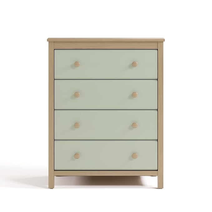 Storkcraft Alpine 4 Drawer Dresser (Driftwood with Sage) – GREENGUARD Gold Certified, Kids Storage Organizer, Modern 4 Drawer Chest for Bedroom, Must-Have Nursery Storage