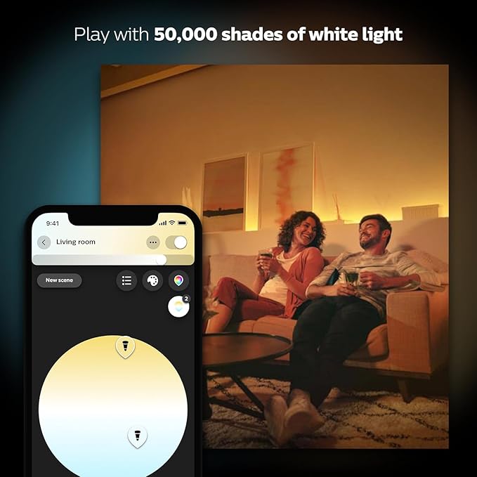 Philips Hue BR30 85W Smart LED Light Bulbs - White Ambiance - 4 Pack - 1200LM - E26 - Indoor - Control with App - Compatible with Alexa Google Assistant, and Apple Homekit