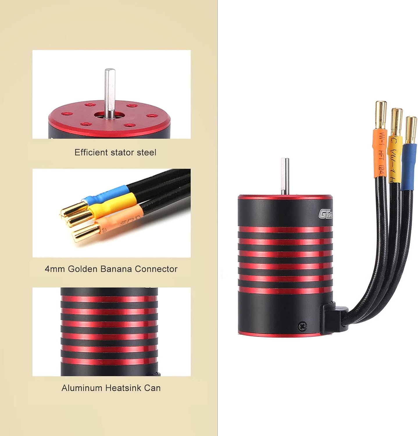 GoolRC 3650 Brushless Motor and ESC - RC Brushless Motor ESC Combo for 1/8 1/10 RC Car Toys