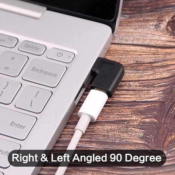 USB C Male to Female Adapter, Type C 90 Degree Angled Right & Left and Up & Down Extension Connector for Laptop & Tablet & Mobile Phone (2PACK)