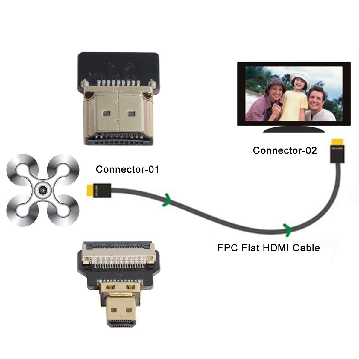 xiwai CYFPV HDMI Male to Micro HDMI Male Extension Cable, 1080P for FPV HDTV Multicopter Aerial Photography