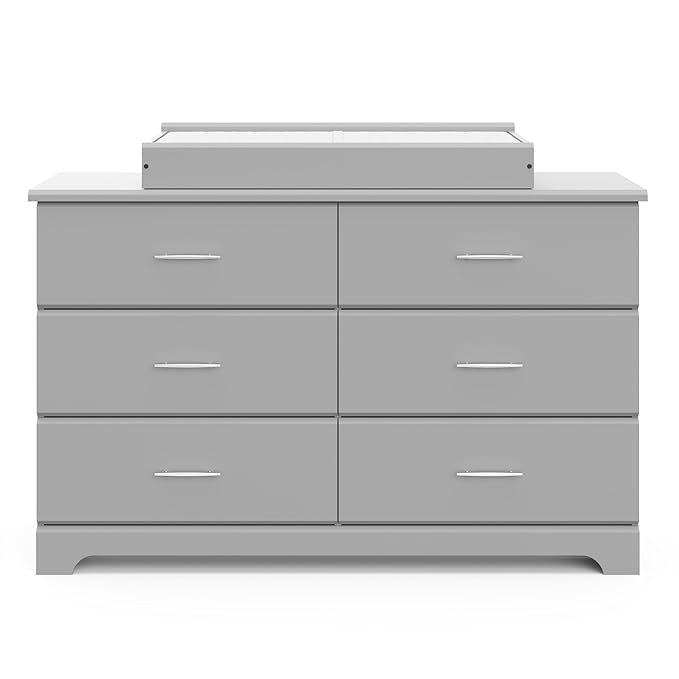Storkcraft Brookside 6-Drawer Dresser (Pebble Gray) – GREENGUARD Gold Certified, Gray Dresser for Bedroom, Kids & Nursery Storage Chest, Safety Interlocking Drawers, Pre-Installed Tracks, Kids Chest