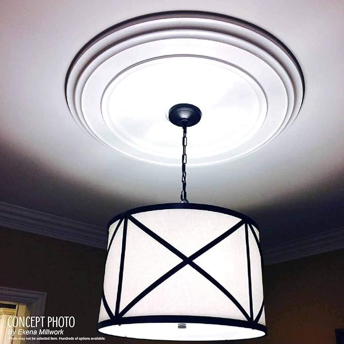 Ekena Millwork CM12BRBLF 12-1/2" x 3-7/8" x 3/4" Bradford Ceiling Medallion, Jet Black