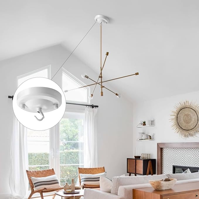 Light Canopy Kit White, 4.1IN Chandelier Canopy with All Mounting Hardware, Celing Hook for Pendant Light, Max Load 22LBS