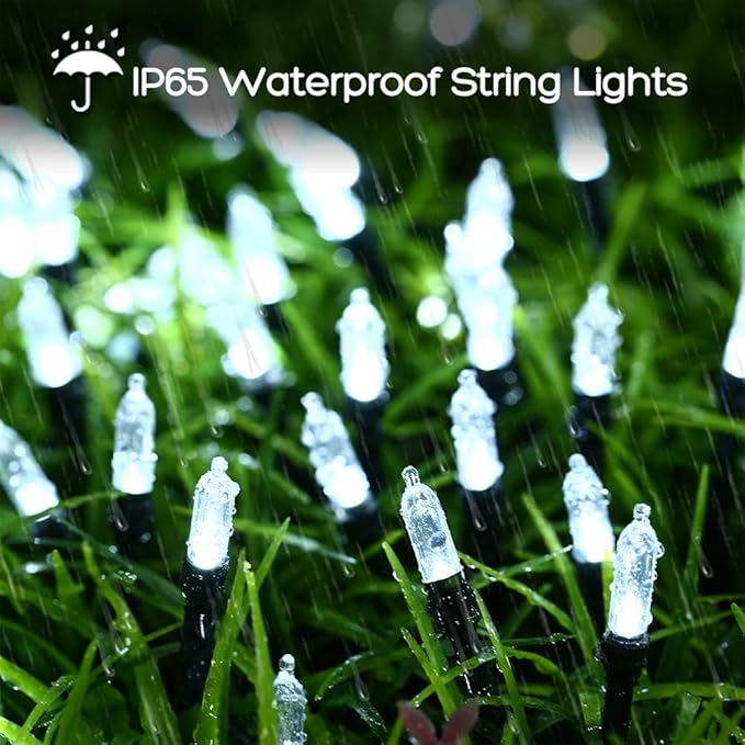 LYHOPE Battery Christmas Lights, 2Pack Total 66ft 200 LED Christmas Lights Waterproof 8 Modes Battery Operated String Light for Outdoor & Indoor, Xmas Tree, Wreaths, Holiday Decoration (Cool White)