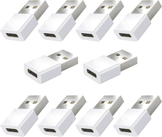 10Pack USB to USBC Adapter,usbc to USB Adapter for iPhone 17/16/15 Charger,iPhone 17/16/15 Pro Max Plus,iPad 9/10 Air 5 Mini 6,Car,Samsung S25 S24 S23 Plus Ultra etc.