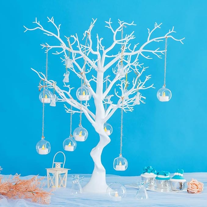 Sziqiqi Hanging Glass Globes Orbs Tea Light Candle Holders fillable with Trinkets for Wedding Ornaments, Wedding Birthday Christmas Party Centerpiece Accessory 2.36inch 20pcs +4 Extra