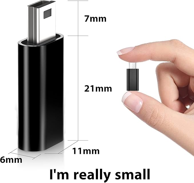 USB C to Mini USB Adapter, Type C Female to Mini USB 2.0 Male Convert Connector Support Charge & Data Sync Compatible GoPro Hero 3+, MP3 Players, Dash Cam, Digital Camera, Receiver etc(2-Pack) Black