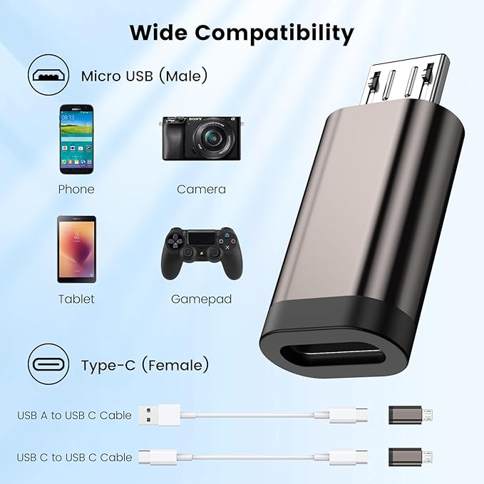 MOSWAG USB C to Micro USB Adapter(4 Pack), USB Type C Female to Micro USB Male Converter USB C to Micro Charge & Data Sync Compatible with Samsung Galaxy S7 Edge S6 (Brown)