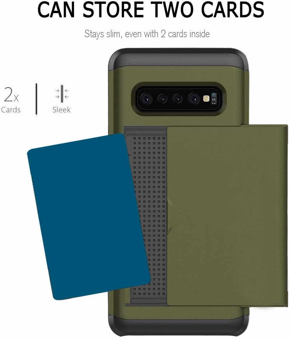 Galaxy S10 Plus Case, Ultra-Thin Shockproof Hard Back Silicone Dual Layer Protective Case with Card Holder