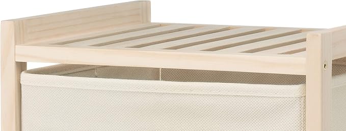 Whitmor 3 Drawer Wood Chest Organizer, Natural Pine Storage with Pull Out Fabric Bins, Easy Assembly, Compact Design for Bedroom Closet Nursery, 11.0"L x 10.0"W x 25.5"H