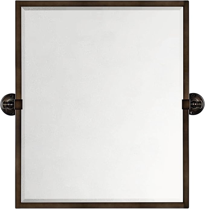 TEHOME Pivot Mirror Oil Rubbed Bronze Tilt Rectangle Bathroom Mirror Tilting Metal Framed Beveled Vanity Mirrors, Overall 23.9 x 24 inches (Mirrror 20 x 24 inches)