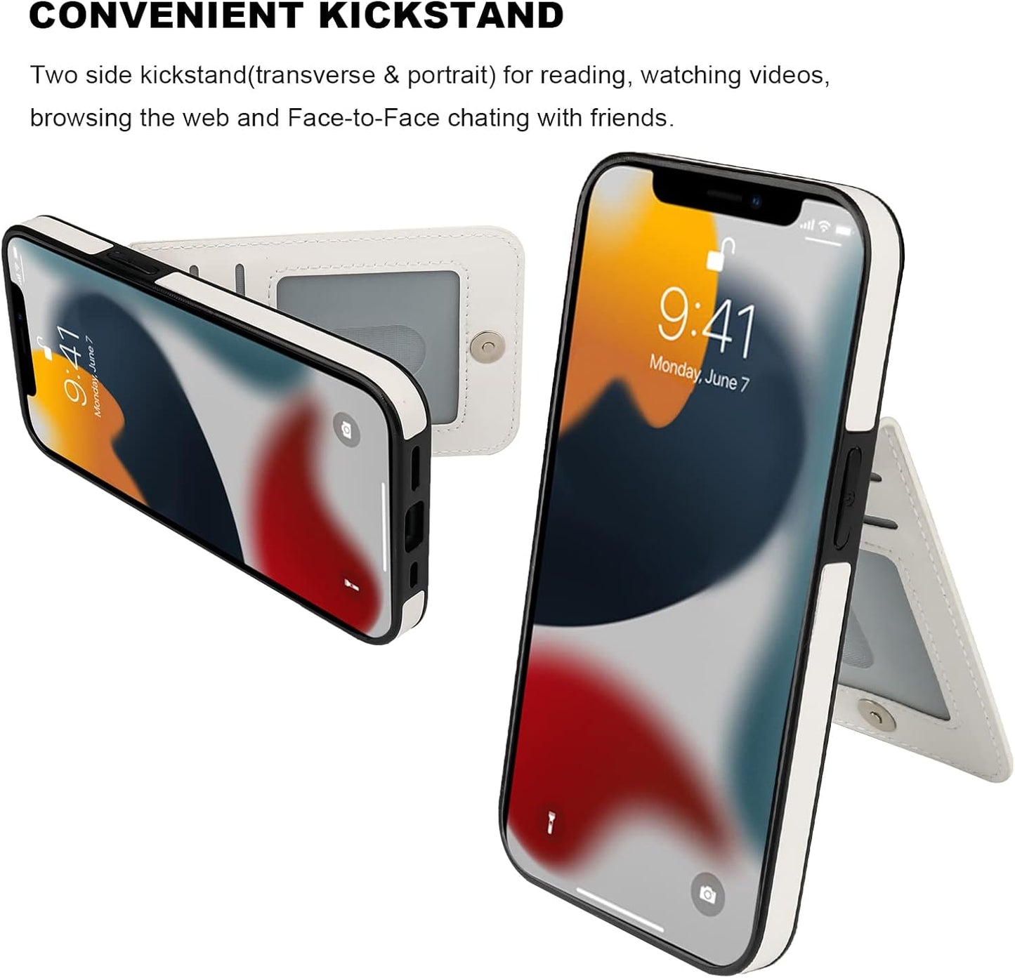 KIHUWEY Compatible with iPhone 13 Pro Case White - Wallet with Credit Card Holder, Premium Leather Magnetic Clasp