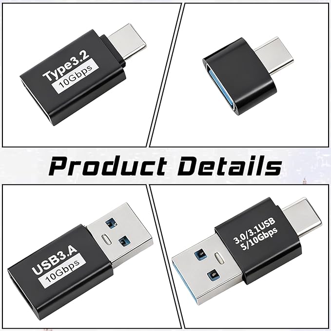 8 Packs USB 3.0/3.1 Male to USB-C Male Adapter, Suitable for Laptop Phone Connected U Disk Keyboard, Fast Data Transfer