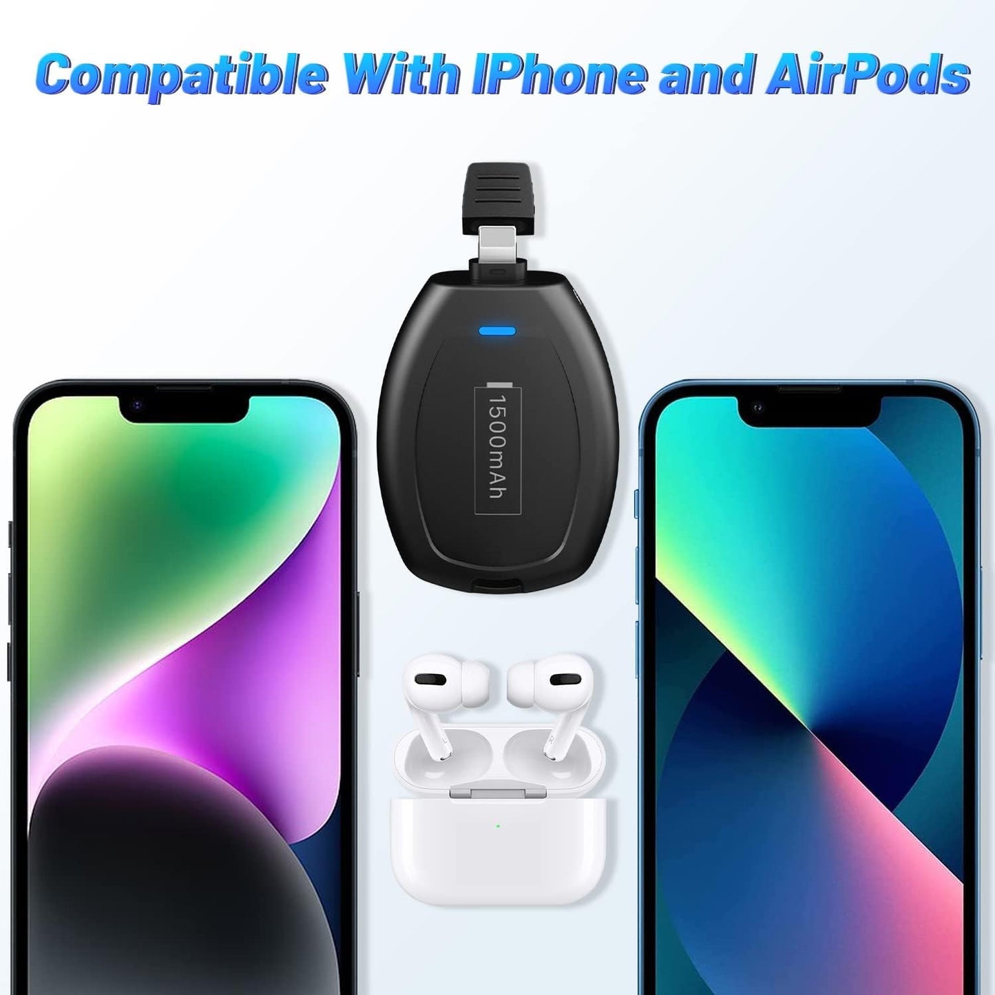Mini Keychain Portable Charger for iPhone, 2024 Upgraded Power Emergency Pod